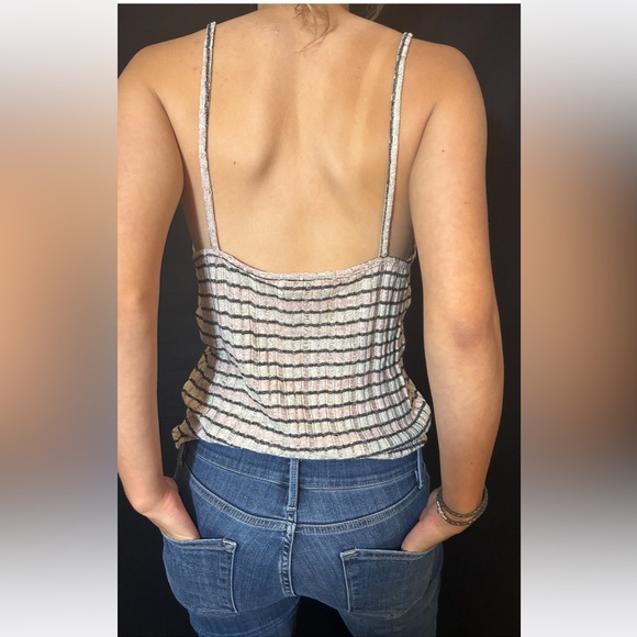Zara top, pink and black striped knitted tank top size medium - Picture 5 of 16